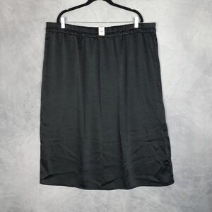 Black Chiffon Skirt Womens 2XL Satin Side Slit Elastic Waist Romantic Soft Goth